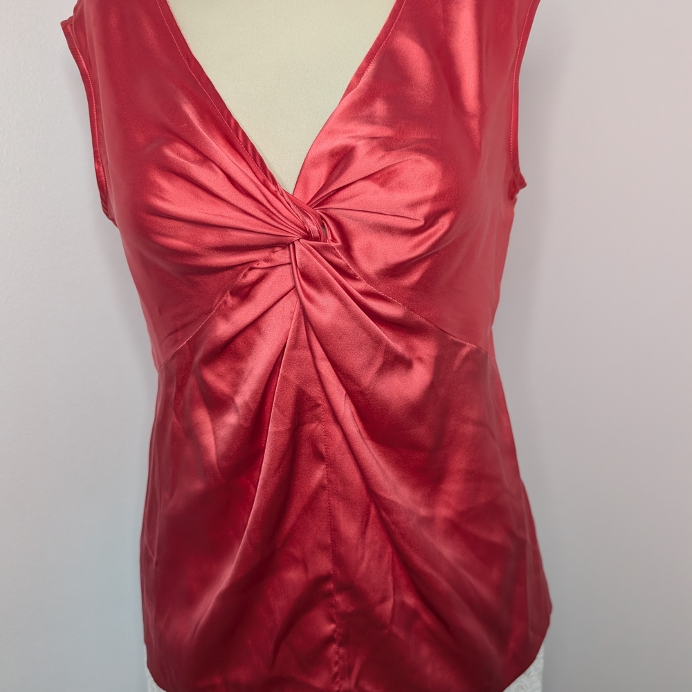 Elegant Silk Red Sleeveless Top